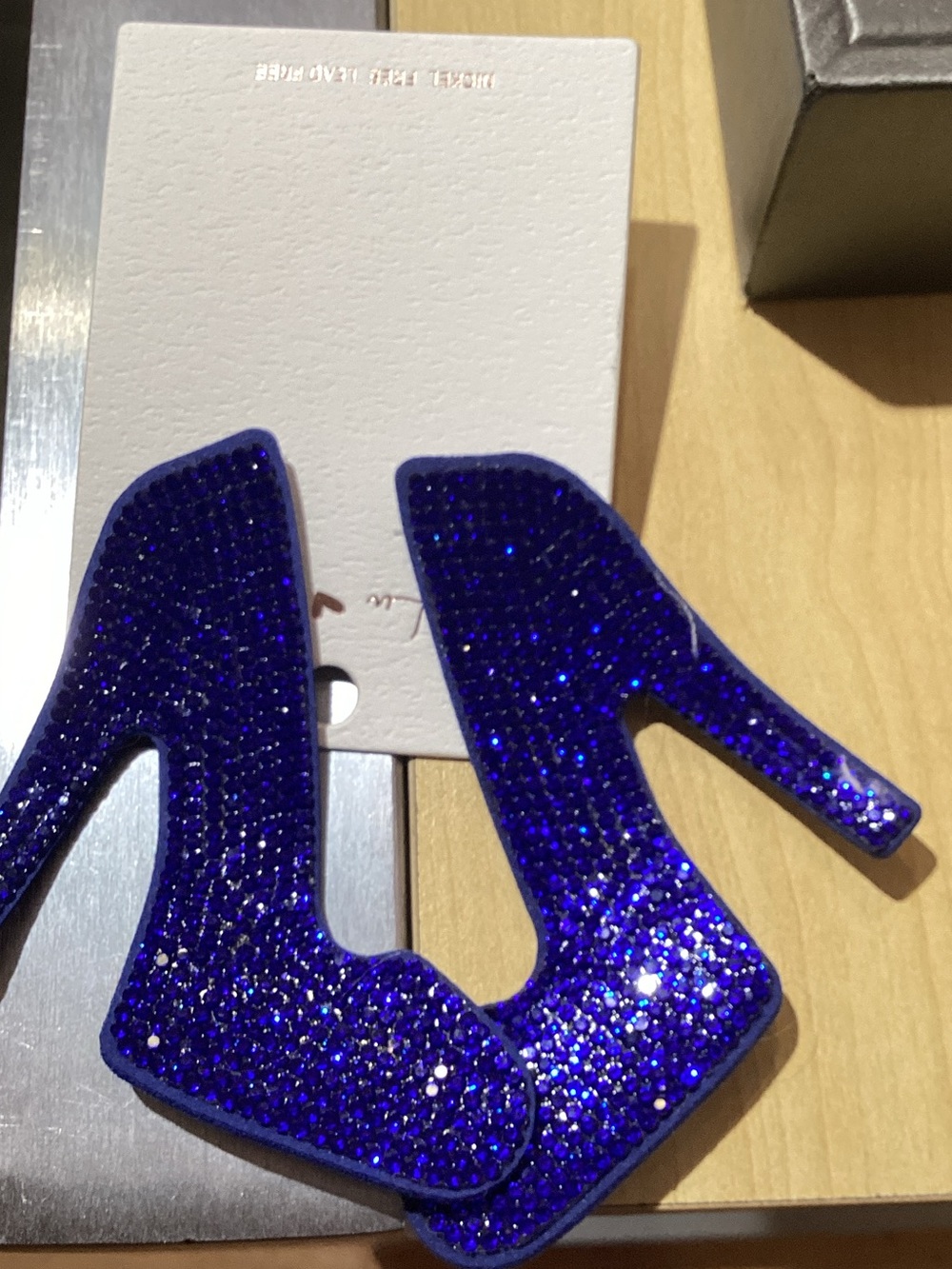 Sparkling Cobalt Blue High-Heel Statement Earrings
